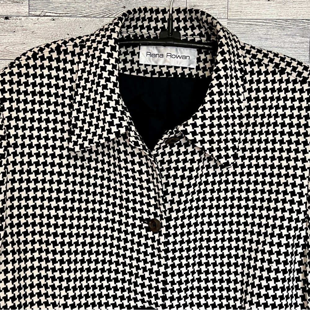 Rena Rowan 100% Wool Houndstooth Blazer Single-Breasted Fully Lined Sz-Large - Picture 4 of 15